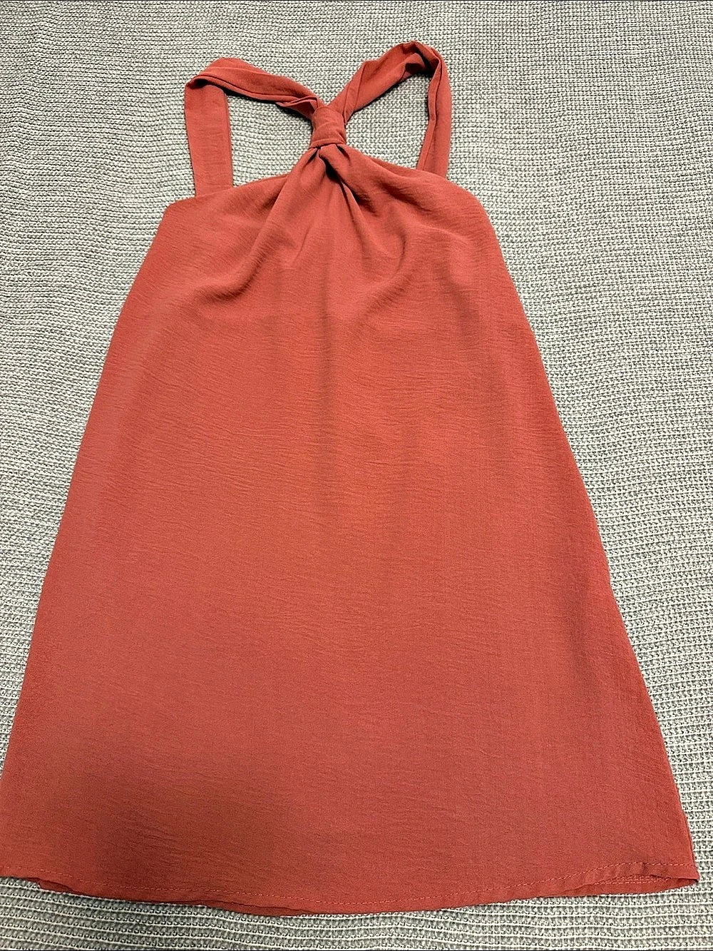 Suites Beige coral pink Tie-Neck Mini Dress in Like New